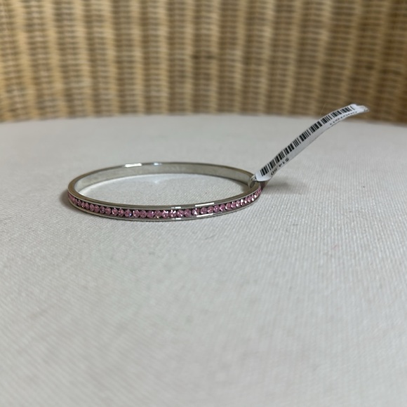 NWT Pretty Pink Silver Channel Set Crystal Bangle Bracelet - Picture 2 of 7